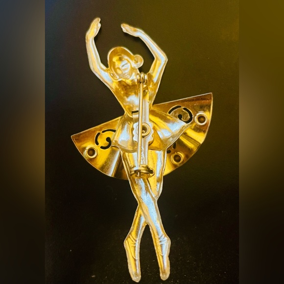 Vintage Coro Gold Tone Swan Lake Ballerina Brooch - Picture 6 of 10